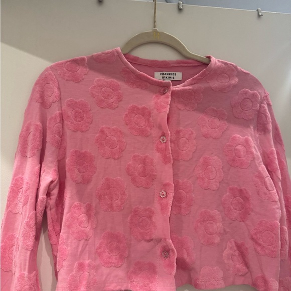 Cheri Floral Terry Cardigan Sweater - Picture 3 of 9